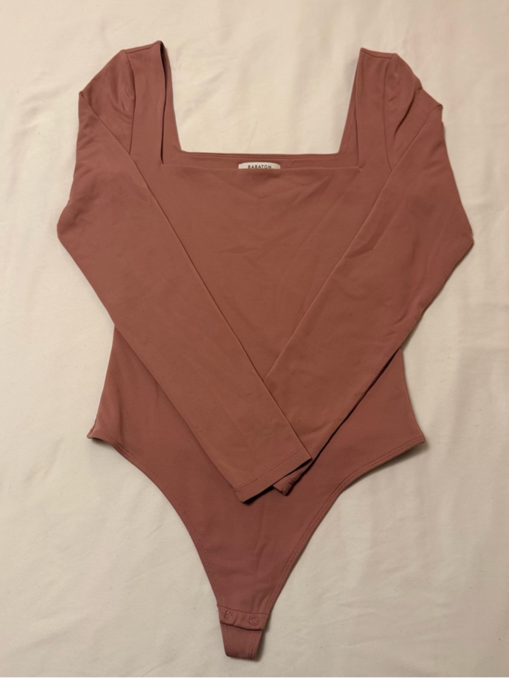 Babaton Contour Square Neck Long Sleeve Bodysuit Size M in Mauve